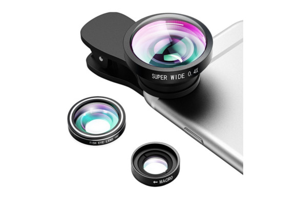 Qtop カメラレンズキット クリップ付きレンズ 3点セット(広角レンズ　魚眼レンズ マクロレンズ)iPhone 6S/6+/6/Samsung/Androidスマートフォンなど対応