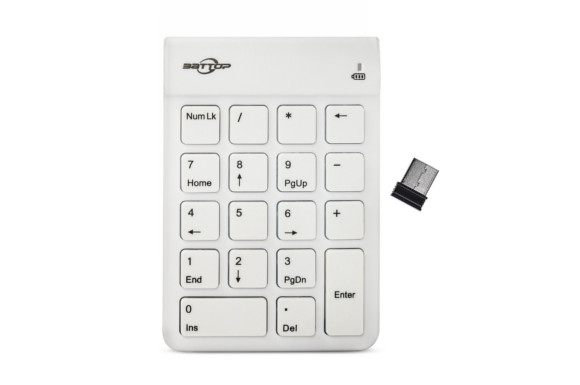 テンキーBATTOP 2.4 G無線ナンバーパッド18キー USBレシーバー WinXP/Vista/Win7/8/10に対応（ホワイト)