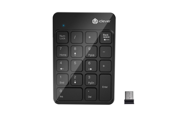 iClever テンキー 無線 USB 非連動タイプ ワイヤレス 数字キーボード 18キー ナンバーパッド 小型 持ち運び ( ブラック ) (無線)