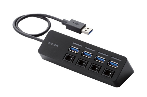エレコム USBハブ 3.0 個別スイッチ マグネット付き バスパワー 4ポート ブラック U3H-S418BBK