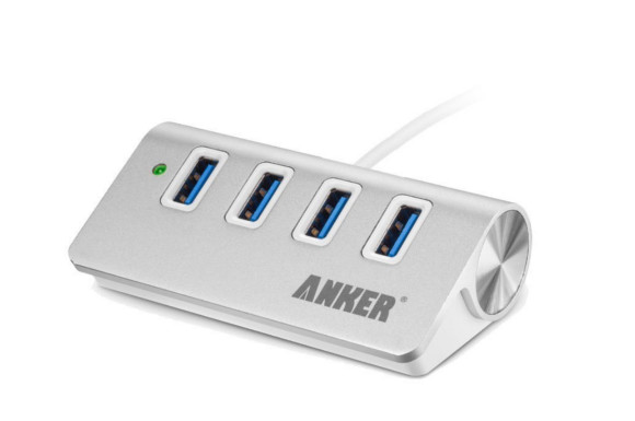 Anker USB 3.0 高速4ポートハブ 一体型ケーブル アルミ製 USB1.1/2.0互換 【18ケ月保証】 (ホワイト)