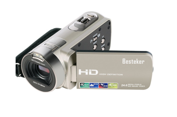 Besteker ポータブルビデオカメラ 2400万画素 HD1080P 16倍デジタルズーム ビデオカムコーダー 2.7インチ液晶ディスプレイ 270度回転スクリーン SDカード（最大32GB) 日本語説明書＆1年間の保証付き（312P） (シャンパン)