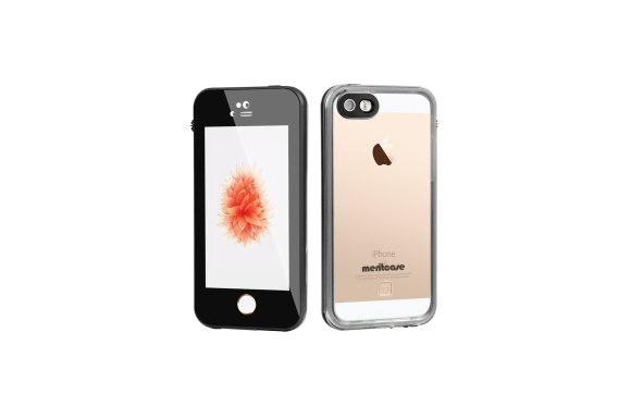 Merit iphone5/5S/SE用 防水ケース 水晶 透明 超軽 アイフォン透明防水ケース 防水カバー 防塵 耐衝撃 IP68テスト承認　指紋認識 (ブラック)