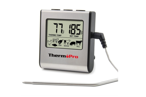 ThermoProクッキング料理用オーブン温度計デジタル 肉 揚げ物 食品 燻製などの温度管理用キッチンタイマーとアラーム機能TP16