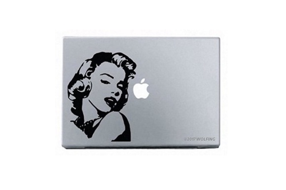 WOLFING 13インチ15インチ17インチ MacBook 対応 アートステッカー スキンシール マリリンモンロー Marilyn Monroe ブラック 035