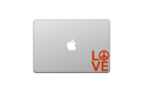 カインドストア MacBook Air / Pro 11 / 13インチ マックブック ステッカー シール LOVE PEACE ラブ ピース レッド M535-R