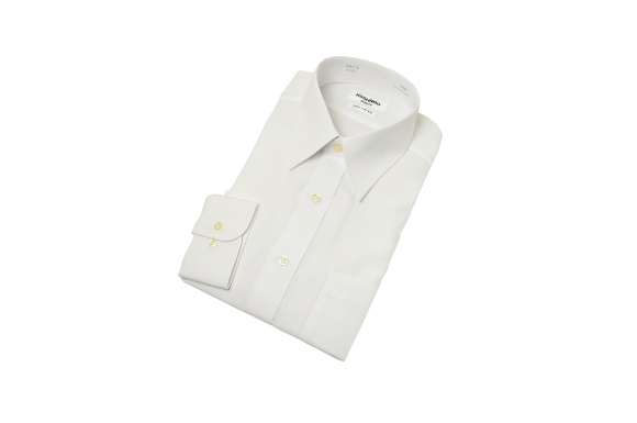 長袖 綿100％ 形態安定 「日清紡シャツ」 白 (オフホワイト) ノーアイロン ワイシャツ