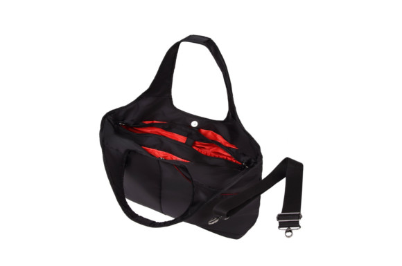 マザーズバッグ トートバッグ ショルダーバッグ 超軽量 多機能 大容量 防水 ナイロン (L, Black & Red)