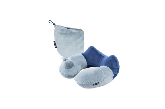 ネックピロー BestMaxs 枕 トラベルピロー 旅行便利グッズ トラベル 飛行機 持ち運び便利 手動プレス式 洗えるカバー (ブルー＋ライトブルー)