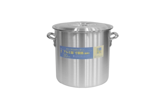 高品質 アルミ 製 寸胴鍋 （ ずんどう なべ ） 30cm フタ有 業務用の ガスコンロ 対応蓋付き 鍋 _FH82003F