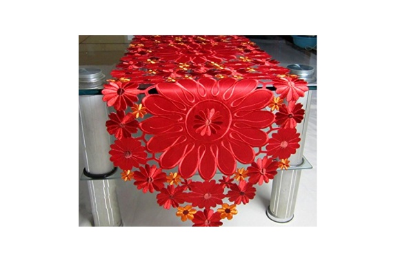 桜の雪 上品 刺繍 透かし彫り優雅 花柄 テーブルランナー ティーテーブル カバー テレビキャビネット 飾り物 (40*193cm)