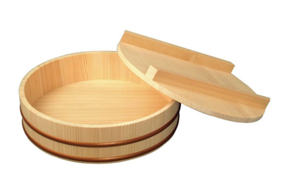 ヤマコー 『寿司桶』 天然木寿司飯台蓋付直径30 (約3合)