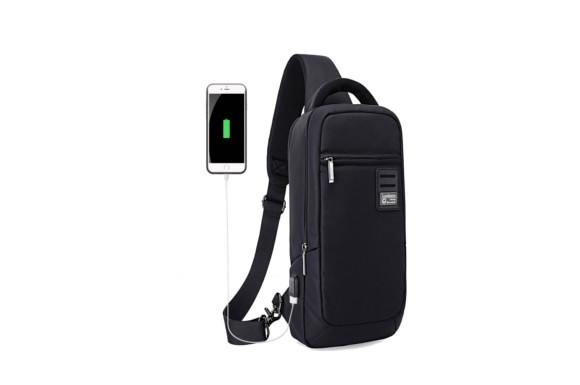 Luuhann ボディバッグ メンズ USBポート搭載防水ワンショルダーバッグ 大容量9.7インチipad収納可能