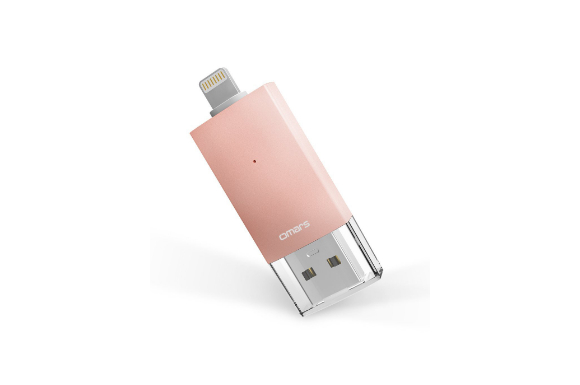 【Apple認証 (Made for iPhone取得)】 Omarsフラッシュドライブ ２ USBメモリコネクタ付きiPhone iPad iPod touchの容量不足解消 (32Gローズゴールド）
