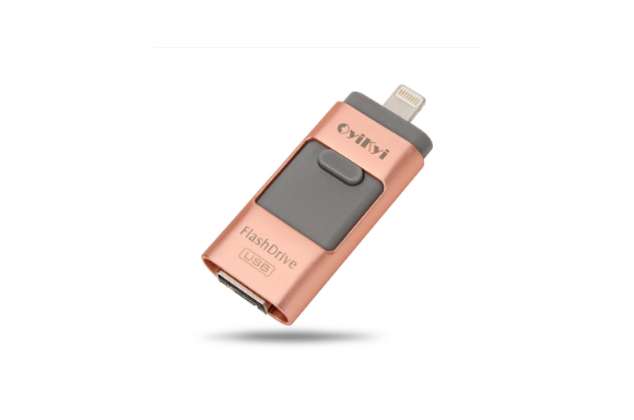 OYIKYI フラッシュドライブ USBメモリ Made for iPhone フラッシュメモリ 人気 ライトニングUSBメモリコネクタ付き iOS 11対応 iPhone PC Andoird 3in1 高速転送 OTG iPhone iPad iPod touchの容量不足解消 (ローズゴールド 16G)